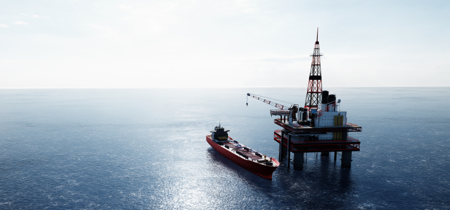 Oil rig in the middle of ocean