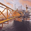 Oil rig on water
