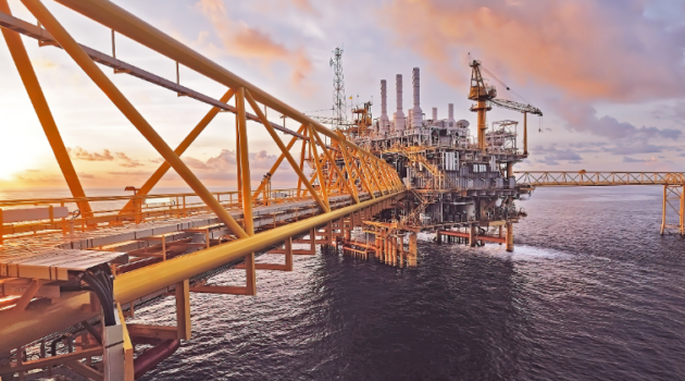 Oil rig on water