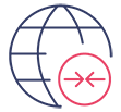 Globe with lines facing each other icon