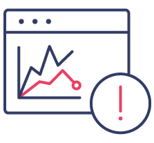 Screen with line graph icon