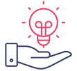 Hand holding a lightbulb icon