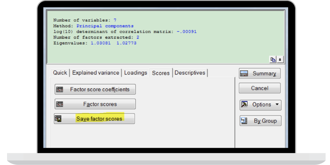 factor analysis screenshot