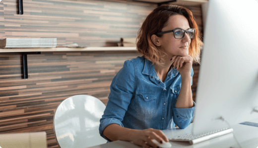 Woman looking at a screen