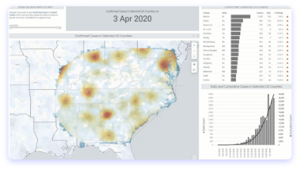 COVID-19 geospatial hotspot identification demo screenshot
